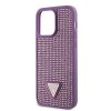 GUESS Rhinestones Triangle Metal Logo Kryt pro iPhone 15 Pro Max Purple