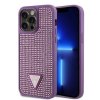 GUESS Rhinestones Triangle Metal Logo Kryt pro iPhone 15 Pro Max Purple