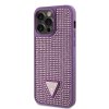 GUESS Rhinestones Triangle Metal Logo Kryt pro iPhone 15 Pro Max Purple