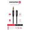Audio kabel - Swissten Textile - Jack 3,5mm (samec)/Jack 3,5mm (samice) - 1,5m - Černá