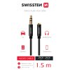 Audio kabel - Swissten Textile - Jack 3,5mm (samec)/Jack 3,5mm (samice) - 1,5m - Černá
