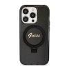 GUESS IML Ring Stand Glitter MagSafe Zadní Kryt pro iPhone 15 Pro Black