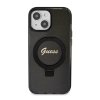 GUESS IML Ring Stand Glitter MagSafe Zadní Kryt pro iPhone 15 Black