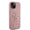 Guess PU Fixed Glitter 4G Metal Logo Zadní Kryt pro iPhone 13 Pink