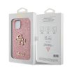 Guess PU Fixed Glitter 4G Metal Logo Zadní Kryt pro iPhone 13 Pink
