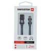 Nabíjecí a datový kabel - Swissten Textile - USB-A/USB-C - 1,2m - Šedá