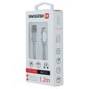 Nabíjecí a datový kabel - Swissten Textile - USB-A/USB-C - 1,2m - Stříbrná