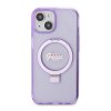 Guess IML Ring Stand Glitter MagSafe Zadní Kryt pro iPhone 15 Plus Purple