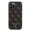Guess PU Leather 4G Triangle Metal Logo Zadní Kryt pro iPhone 12 Pro Max Black