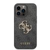 Guess PU 4G Metal Logo Zadní Kryt pro iPhone 14 Pro Grey