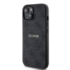 Guess PU Leather 4G Colored Ring MagSafe Zadní Kryt pro iPhone 15 Black