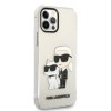 Karl Lagerfeld IML Glitter Karl and Choupette NFT Zadní Kryt pro iPhone 12/12 Pro Transparent