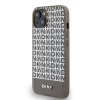 DKNY PU Leather Repeat Pattern Bottom Stripe Zadní Kryt pro iPhone 14 Brown