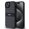 DKNY PU Leather Repeat Pattern Tonal Stripe Zadní Kryt pro iPhone 15 Plus Black