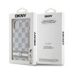 DKNY PU Leather Checkered Pattern and Stripe Zadní Kryt pro iPhone 13 Beige