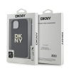 DKNY PU Leather Stack Logo Wrist Strap Zadní Kryt pro iPhone 14 Black