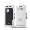 DKNY PU Leather Silver Metal Logo Magsafe Zadní Kryt pro iPhone 13 Black