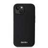 DKNY PU Leather Silver Metal Logo Magsafe Zadní Kryt pro iPhone 14 Black