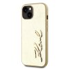 Karl Lagerfeld Wrinkled PU Signature Logo Zadní Kryt pro iPhone 15 Gold
