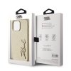 Karl Lagerfeld Wrinkled PU Signature Logo Zadní Kryt pro iPhone 14 Pro Max Gold