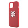 DKNY PU Leather Stack Logo Wrist Strap Zadní Kryt pro iPhone 14 Pink