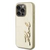 Karl Lagerfeld Wrinkled PU Signature Logo Zadní Kryt pro iPhone 15 Pro Max Gold