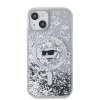 Karl Lagerfeld Liquid Glitter Choupette Head Magsafe Zadní Kryt pro iPhone 15 Transparent