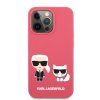 Silikonový kryt - Karl Lagerfeld and Choupette Liquid Silicone - iPhone 13 Pro - Red