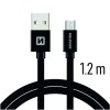 DATOVÝ KABEL SWISSTEN TEXTILE USB / MICRO USB 1,2 M ČERNÝ