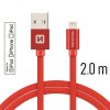 DATOVÝ KABEL SWISSTEN TEXTILE USB / LIGHTNING MFi 2,0 M ČERVENÝ