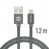 synchronizacni a nabijeci kabel swissten mfi lightning pro apple zarizeni tkanicka sedy 1 2m