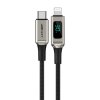 Nabíjecí a datový kabel 30W (3A) s UKAZATELEM HODNOT ~ AceFast C6-01 ~ USB-C/Lightning 1,2m MFi - Stříbrná