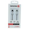 DATOVÝ KABEL SWISSTEN TEXTILE USB-C / USB-C 2,0 M STŘÍBRNÝ