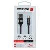 Nabíjecí kabel - Swissten - Textile - USB/USB-C - 1,2m - Černý