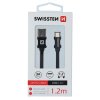 Nabíjecí kabel - Swissten - Textile - USB/USB-C - 1,2m - Černý