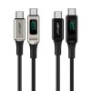 Nabíjecí a datový kabel 100W (20V/5A) s UKAZATELEM HODNOT ~ AceFast C6-03  ~ USB-C/USB-C 2m MFi - Stříbrná