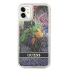 Silikonový kryt - Guess Liquid Glitter Flower pro iPhone 11 - Modrý