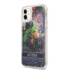 Silikonový kryt - Guess Liquid Glitter Flower pro iPhone 11 - Modrý