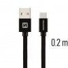 Datový kabel - Swissten - Textile - USB-A na USB-C - 0,2M - Černý