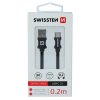 Datový kabel - Swissten - Textile - USB-A na USB-C - 0,2M - Černý