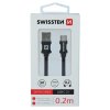 Datový kabel - Swissten - Textile - USB-A na USB-C - 0,2M - Černý