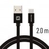 Datový kabel - Swissten - Textile - USB-A na USB-C - 2M - Černý