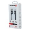 Datový kabel - Swissten - Textile - USB-A na USB-C - 2M - Černý
