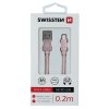 Datový kabel - Swissten - Textile - USB-A na microUSB - 0,2M - Růžový