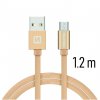 Datový kabel - Swissten - Textile - USB-A na microUSB - 1,2M - Zlatý