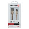 Datový kabel - Swissten - Textile - USB-A na microUSB - 1,2M - Zlatý