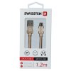 Datový kabel - Swissten - Textile - USB-A na microUSB - 1,2M - Zlatý