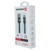 Datový kabel - Swissten - Textile - USB-A na microUSB - 2M - Černý