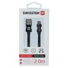 Datový kabel - Swissten - Textile - USB-A na microUSB - 2M - Černý