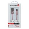 Datový kabel - Swissten - Textile - USB-A na microUSB - 2M - Růžový